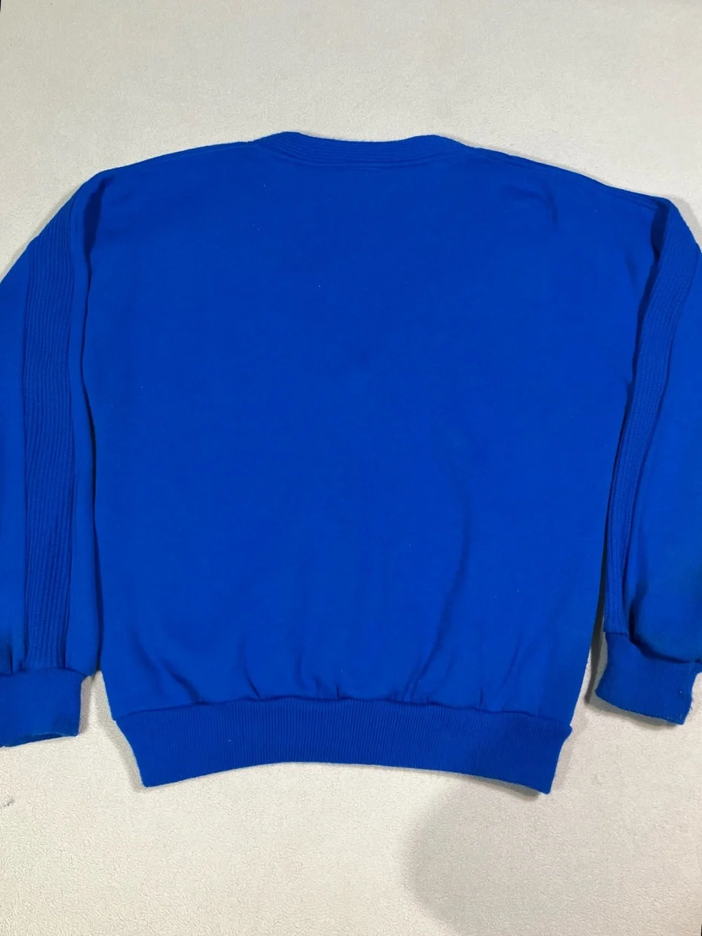 Vtg 80s Track & Court Cobalt Blue V Neck Sweater Pullover Mens S Athletic